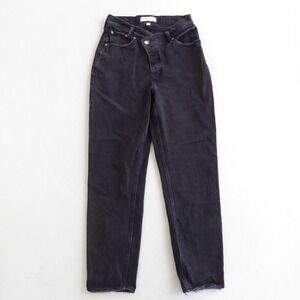Abercrombie Fitch The Dad High Rise Black Denim Jeans Crossover 27/4R Curve Love